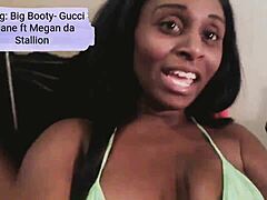 hot wildcat dancing with music in thong