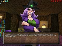Hornycraft Parody Hentai Game Witch Tests Potion To Grow Giant Cock