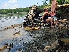 Public sex in nature leads to messy fun with a MILF
