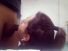 She says, 'I love sucking this big cock deepthroat.'