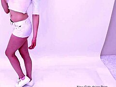 Beautiful blonde in interview uses her amazing feet for sexy pickup work.