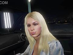 GTA 5 hooker gets picked up in first-person car action.
