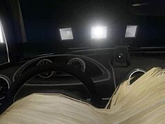 GTA 5 hooker gets picked up in first-person car action.
