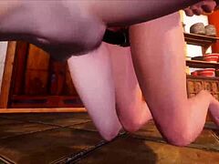 Detailed Strapon Action with One Dominant on Two Submissive Lesbians in Hentai Anime.