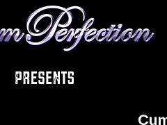 model receives facial bukkake load