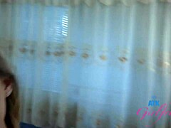 Blond babe Emma Sirus gets panties ripped off and pussy eaten pov