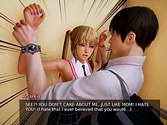 College anime babe with big tits rides a monster cock in wild scene