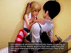 College anime babe with big tits rides a monster cock in wild scene