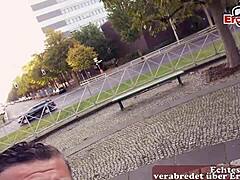 German MILF caught in public while having sex on the street