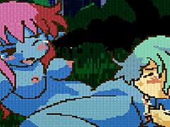 Anime fairies in fairyfighting are fingering and licking pussy during the battle