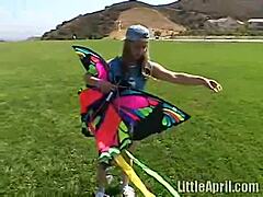 teen rubbing her clit outdoors and sucking a popsicle - little april