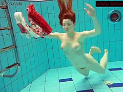 hairy ginger polish teen diving underwater, so hot! 🏊‍♀️