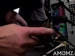 Rough cock penetrates mature woman's pussy and ass in pov