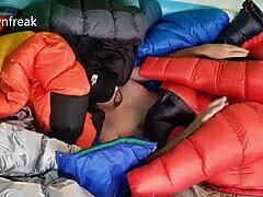 20 down jackets in a pool, insane!