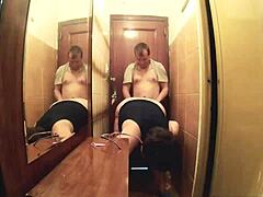 Man, banging this curvy chick between tight walls!