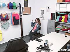 Shoplifter lily glee gets pussy fucked hard in office, moaning loudly