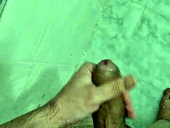 gordinho jerking off in the shower till he cums hard.