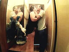 Man, banging this curvy chick between tight walls!