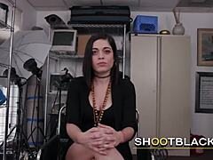 kinky white chick indulges on sucking on directors hard cock