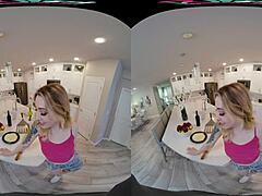 Skinny blonde Ailee Anne gets pov fuck in the kitchen!