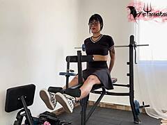 I masturbate with toys in the gym, feeling so sensual