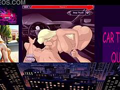 blonde hentai babe gives sloppy deepthroat in car action scene