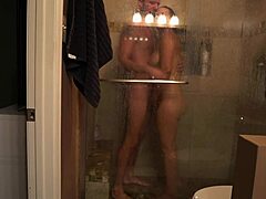 shower sex where my nipples press the glass while sucking big cock 😘