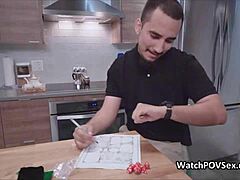 Girlfriend gives blowjob during board game night