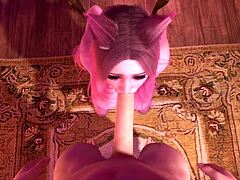 asian cats in estrus 3d animation with big tits