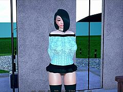 curvy 3d anime girl with big tits getting sexy in polyturnon 3 game