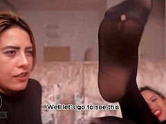 Latina in Stockings Teases with Sexy Feet for Hot Footjob