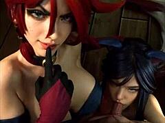 Uncensored League of Legends cosplay featuring Miss Fortune and Ahri