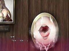 sister sucking through wall hole in anime