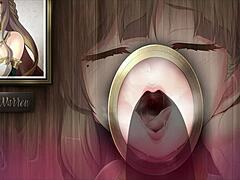 sister sucking through wall hole in anime