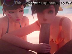 Dva and Tracer face monster cocks in uncensored 3D game