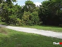 Havana Blue's sensual performance in the woods