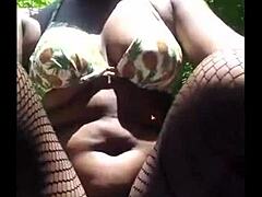 Masked African Girl Masturbates Outdoors in Lingerie. What a Wild Couple Scene!