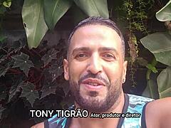 brunette in heels deepthroats monster cock, cumshot on big ass.