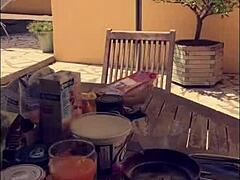 Milf slut flashes nude in public outdoor setting with sexy snaps.