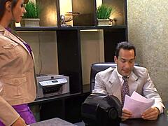 Inviting dancers into the office turns into group sex with two creampies for the milfs. What a wild ride!