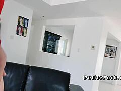 why is that petite blonde in red thong banging big cock?