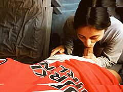 river plate player fucks big-assed brunette in missionary and cowgirl, with blowjob and handjob