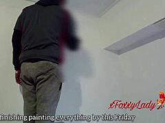 Unfaithful Wife Interacts with Painter While Husband Works