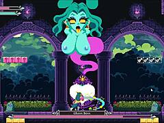 Huge-boobed ghost boss in Flip Witch Pixel's gangbang game