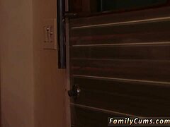 Skinny blonde teen teases and has first time with step cronies in group