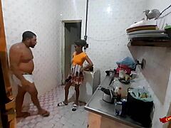 Stepdaughter cooks up some hot anal in the kitchen