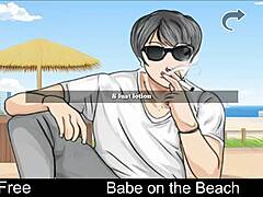 this babe on the beach is playing an erotic game, so anime hentai style