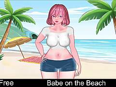 this babe on the beach is playing an erotic game, so anime hentai style