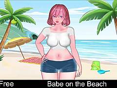 this babe on the beach is playing an erotic game, so anime hentai style