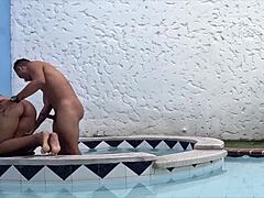A passionate poolside tryst with a wet and wild Latina MILF